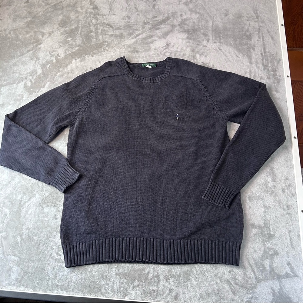 Vintage Giordano Cotton Knit Sweater Men XL Charcoal Grey embroidered Minimalist